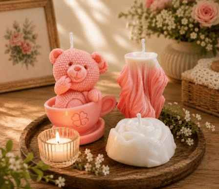 Cloud Bear Molded Candle Set