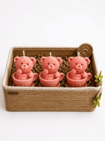 Cloud Bear Molded Candle Set