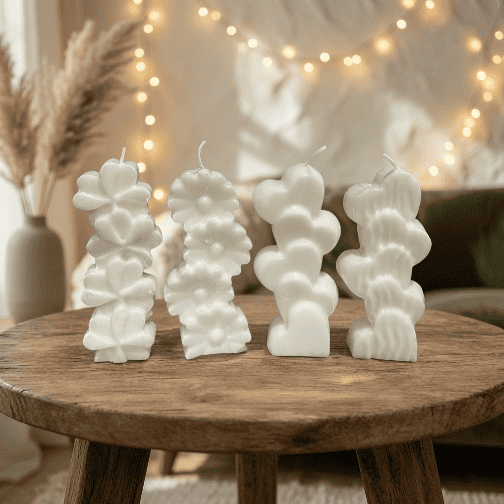 Petal & Heart Pillar Molded Candle