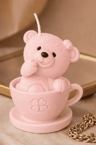 Mini Teddy Tea Party Molded Candle