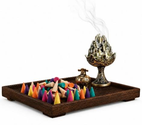 Small Mountain Copper Incense Burner with Incense Cones - Image 2