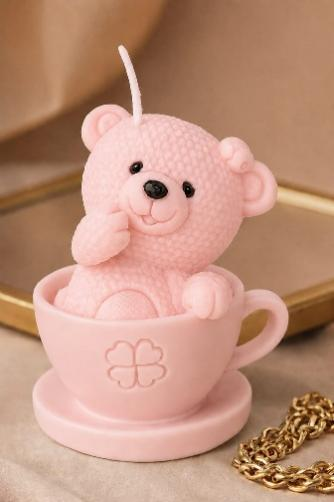 Mini Teddy Tea Party Molded Candle - Image 2